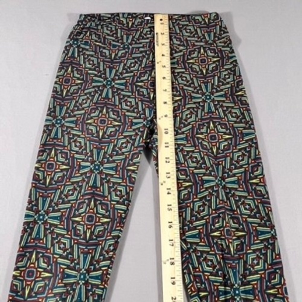 LuLaRoe Geometric Kaleidoscope Print Leggings One Size OS Blue Red Yellow Mosaic - Picture 4 of 12